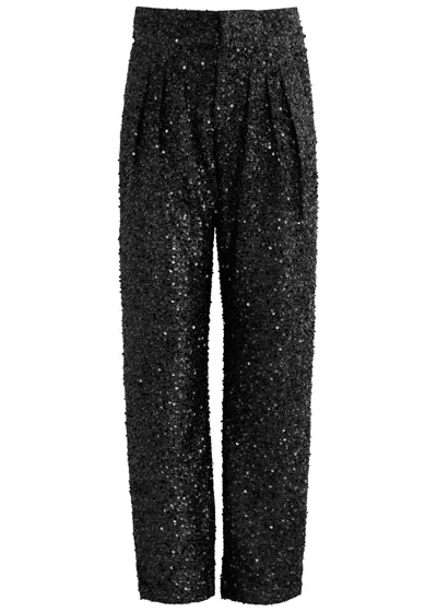 Isabel Marant Aras Sequined Wide-leg Pants In Black