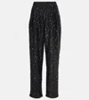 Isabel Marant Aras Sequined Wide-leg Pants In Black