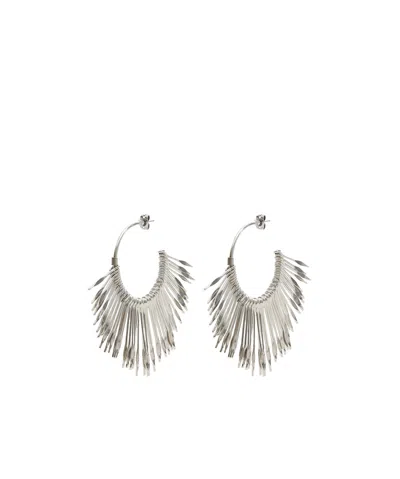 Isabel Marant Aria Hoop Earrings In Silver-finish Brass In Gray