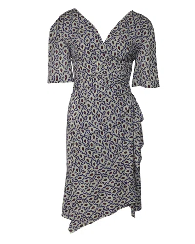 Isabel Marant Arodie Wrap-effect Printed Dress In Multicolor Silk In Neutral