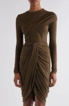 Isabel Marant Asna Draped Long Sleeve Top In Brown