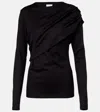 Isabel Marant Asna Draped Virgin Wool Top In Black