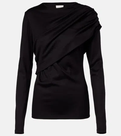 Isabel Marant Asna Draped Virgin Wool Top In Black