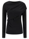 Isabel Marant Asymmetric Draped Long Sleeve Top In Black