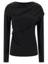 Isabel Marant Asymmetric Draped Long Sleeve Top In Black