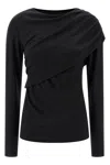 Isabel Marant Asymmetric Draped Long Sleeve Top In Black