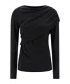 Isabel Marant Asymmetric Draped Long Sleeve Top In Black