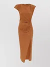 Isabel Marant Nadela Asymmetric Gathered Cotton-jersey Maxi Dress In Brown