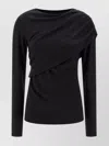 Isabel Marant Asymmetric Draped Long Sleeve Top In Black