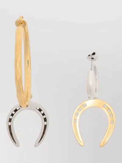 Isabel Marant Asymmetric Hoop Earrings Brass Horseshoe Charm In Yellow