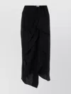 Isabel Marant Asymmetric Midi Skirt Draped Detail In Black