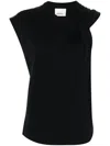 Isabel Marant Nayda Gathered Cotton Jersey T-shirt In Black