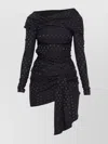 Isabel Marant Asymmetric Polka Dot Off-shoulder Dress In Black