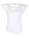 Isabel Marant Padded Boat Neck T-shirt With Asymmetric Hem In White