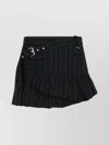 Isabel Marant Asymmetric Wool And Cotton Skirt With Belt In Black