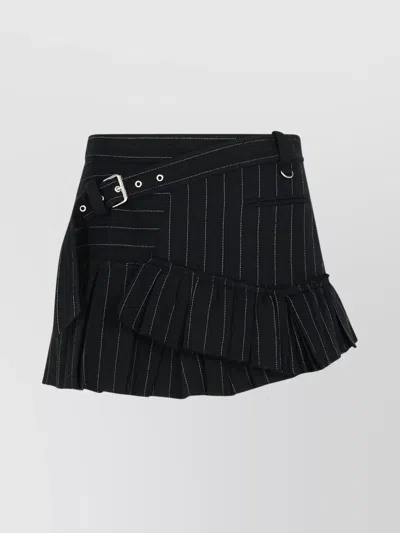 ISABEL MARANT ASYMMETRIC WOOL AND COTTON SKIRT WITH BELT
