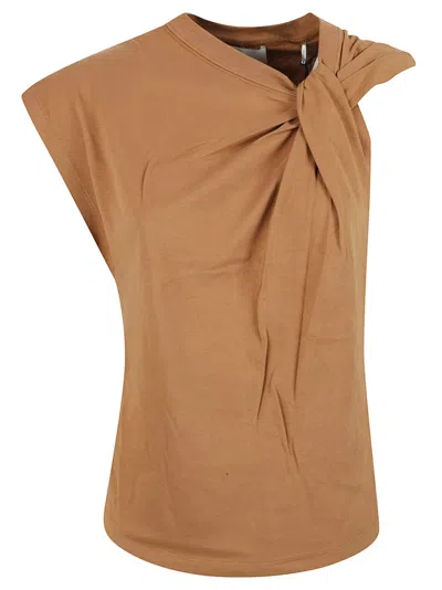 ISABEL MARANT ISABEL MARANT ASYMMETRICAL BROWN COTTON T-SHIRT
