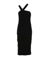 Isabel Marant Knee Length Dress With Asymmetric Halter Neckline In Black