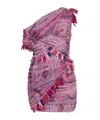 Isabel Marant One-shoulder Frayed Printed Gauze Mini Dress In Pink