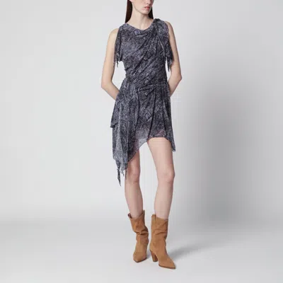Isabel Marant Asymmetrical Mini Dress Faded Night In Silk In Blue