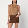 Isabel Marant Asymmetrical Nayda T-shirt With Ochre Print In Brown