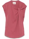 Isabel Marant Front Bow Crewneck Top With Knot Detail In Pink
