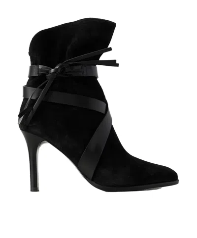 Isabel Marant Atiny Tasseled Leather-trimmed Suede Ankle Boots In Black