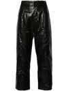Isabel Marant Metallic-effect Straight-leg Trousers In 黑色