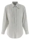 Isabel Marant Striped Long Sleeve Shirt With Adjustable Tie In Multi
