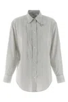 Isabel Marant Striped Long Sleeve Shirt With Adjustable Tie In Gray