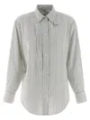 Isabel Marant Striped Long Sleeve Shirt With Adjustable Tie In Neutral