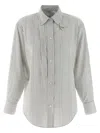 Isabel Marant Striped Long Sleeve Shirt With Adjustable Tie In Neutral