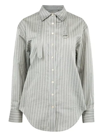 Isabel Marant Aurora Striped Belted Shirt In Blue