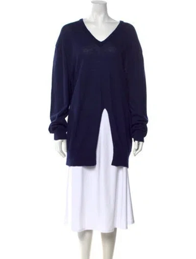 Pre-owned Isabel Marant Baby Alpaca V-neck Sweater In Blue
