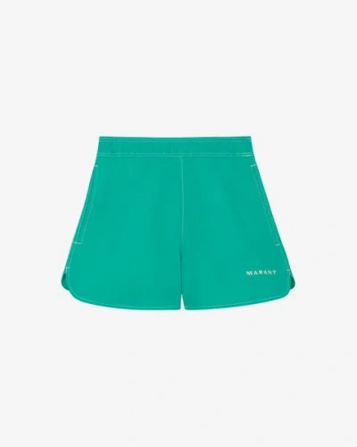 Isabel Marant Logo-embroidered Elastic-waist Shorts In Green