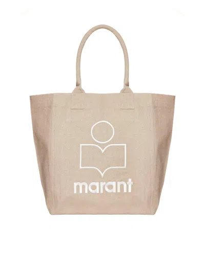 Isabel Marant Bag With Embroidered Cotton Logo In Sand