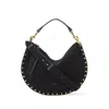 Isabel Marant Oskan Soft Zip Shoulder Bag In Black Suede And Leather