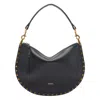 Isabel Marant Oskan Studded Grainy Leather Shoulder Bag In Black