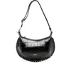 Isabel Marant Crocodile-embossed Studded Shoulder Bag In Black
