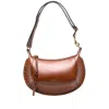 Isabel Marant Moon Calfskin Shoulder Bag With Gold Stud In Brown