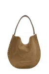 Isabel Marant Oskan Hobo Beige Shoulder Bag With Studs Trim In Suede Woman In Sand