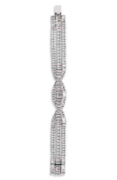 Isabel Marant Baguette Glass Line Bracelet In Transparent/silver Trsi