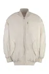 Isabel Marant Oversize Ribbed Bomber Jacket With Chest And Side Pockets In White