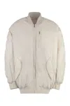 Isabel Marant Oversize Ribbed Bomber Jacket With Chest And Side Pockets In Beige
