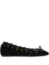 Isabel Marant Balfy Scalloped Eyelet Ballet Flats In Black