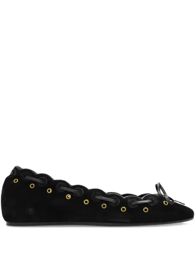 Isabel Marant Balfy Scalloped Eyelet Ballet Flats In Black