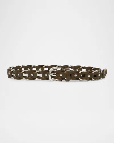 Isabel Marant Bali Woven Leather Belt In Green