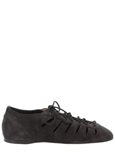 Isabel Marant Leyza Lace-up Cut-out Ballet Flats In Black