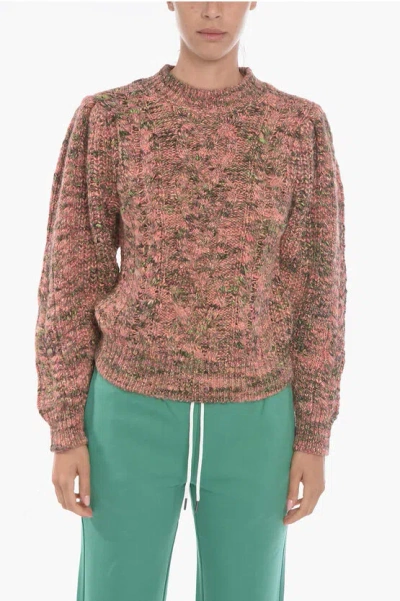 Isabel Marant Balloon-sleeved Raith Aran Pullover In Pink