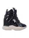 Isabel Marant Balskee Black Patent Wedge Sneakers In Black